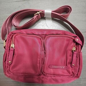 Pink Crossbody Bag with Dual Front Pockets